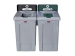 Rubbermaid Slim Jim Single-Stream Recycling Station, 33 Gallon, Gray/Green (2171555)