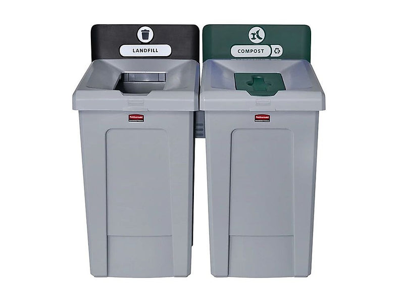 Rubbermaid Slim Jim Single-Stream Recycling Station, 33 Gallon, Gray/Green (2171555)