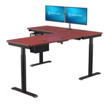 VersaDesk PowerLift 60"W Electric L-Shaped Adjustable Standing Desk, Cherry/Black (PLLSD6072-BC-APP)