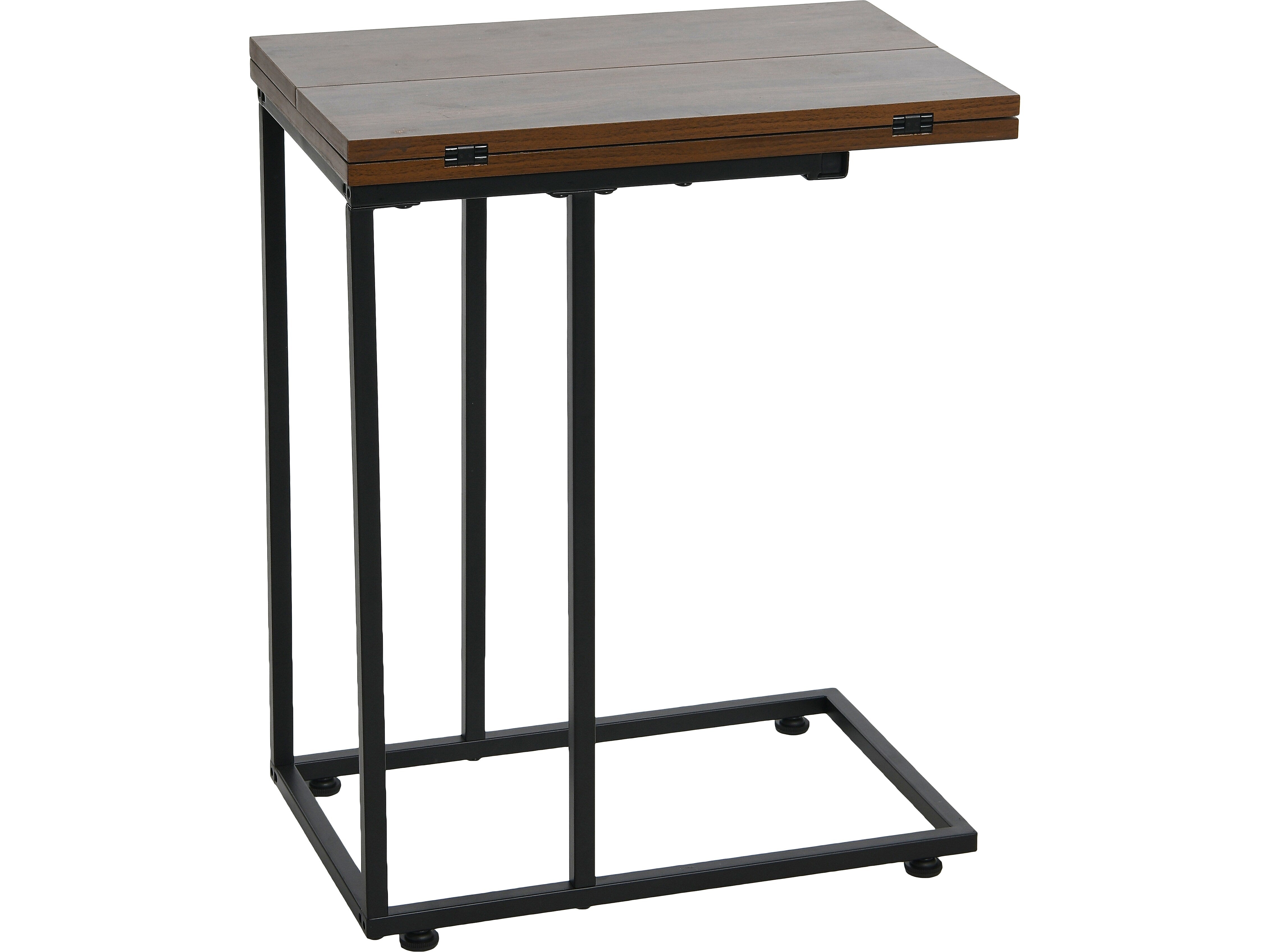 Household Essentials Jamestown 12"W x 19"D Laminate Side Table, Mid-Century Walnut/Black (8196-1)