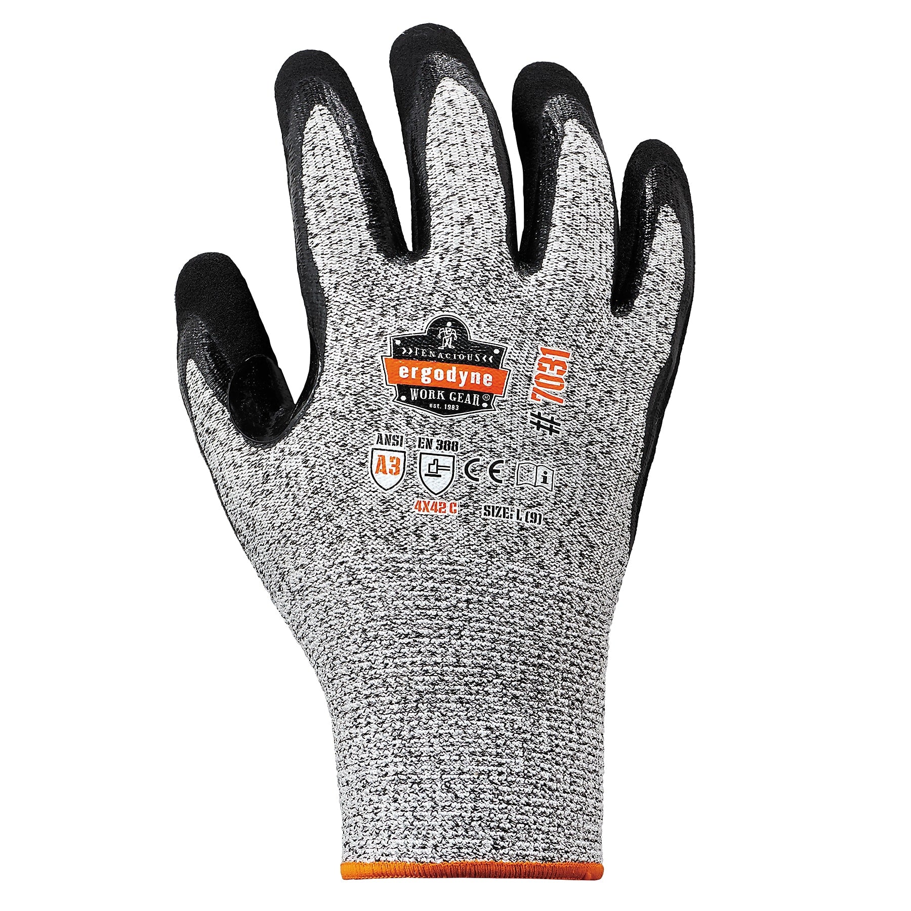 Ergodyne ProFlex 7031 Nitrile Coated Cut-Resistant Gloves, Large, A3 Cut Level, Gray, 144 Pairs (17884)
