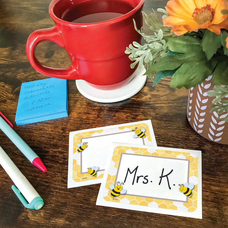 Teacher Created Resources Buzzing Bees Name Tags/School Name Tags, 3.5" x 2.5", 36/Pack, 6 Packs/Bundle (TCR6910-6)