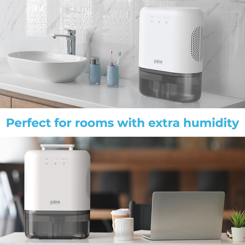 Pure Enrichment PureDry Elite Portable Dehumidifier, 2-Speed, White (PEDEH2L)
