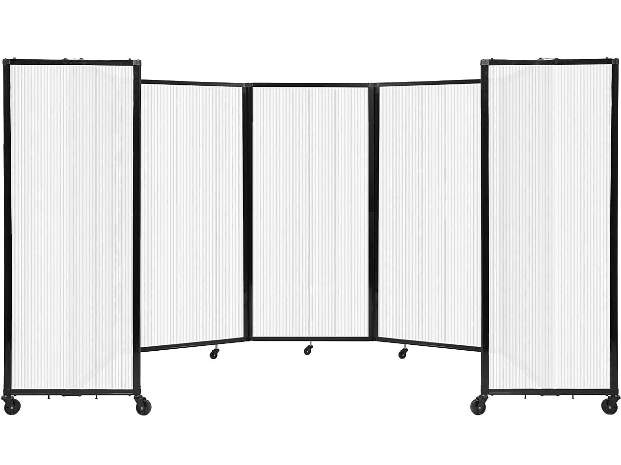 Versare The Room Divider 360 Freestanding Folding Portable Partition, 72"H x 168"W, Opal Fluted Polycarbonate (1272506)