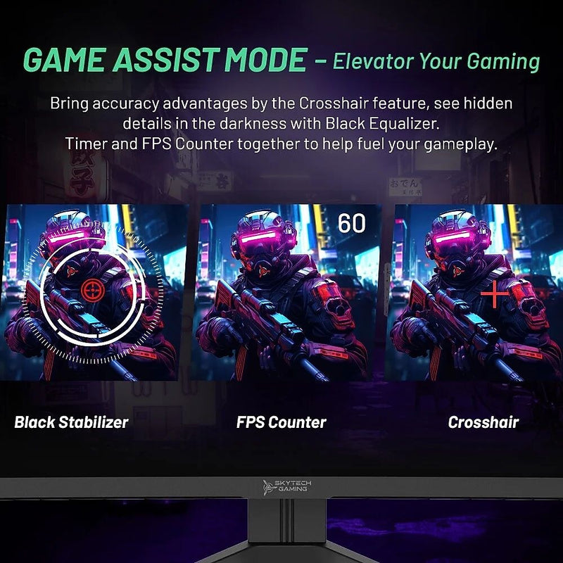 Skytech Moon Shadow 27" Curved 2K 180 Hz Gaming Monitor, Black (MT-MOONSHADOW-0001-B-SK)