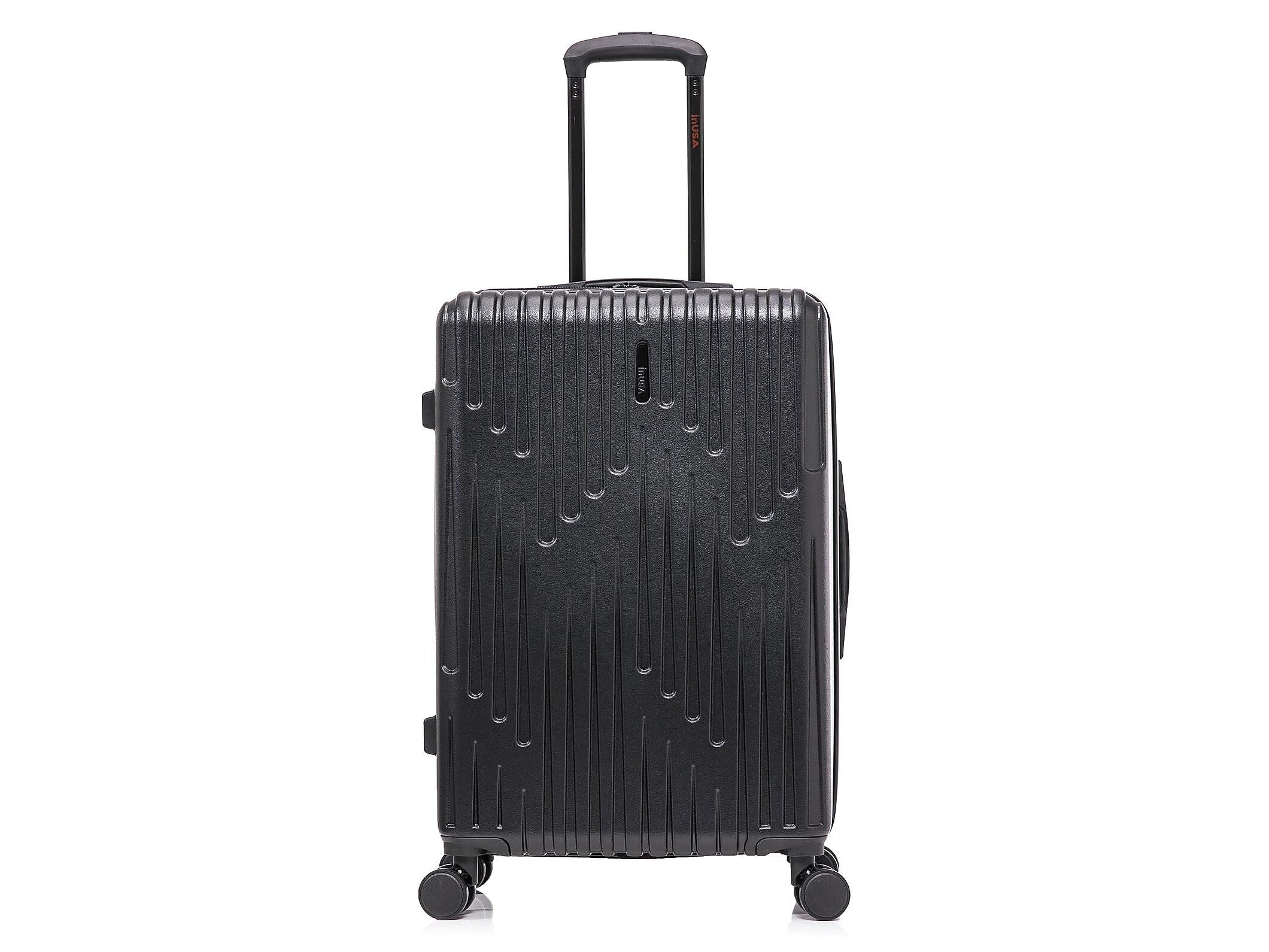 InUSA Drip 24" Hardside Suitcase, 4-Wheeled Spinner, TSA Checkpoint Friendly, Black (IUDRI00M-BLK)