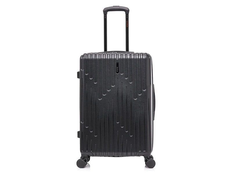InUSA Drip 24" Hardside Suitcase, 4-Wheeled Spinner, TSA Checkpoint Friendly, Black (IUDRI00M-BLK)