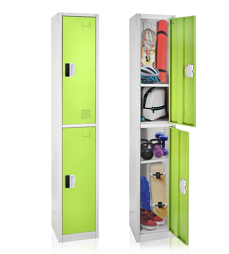 AdirOffice 72"H 2-Tier Green Storage Locker (ADI629-202-GRN-DL)