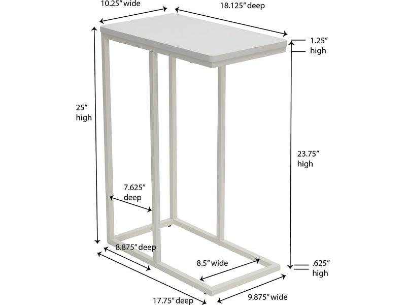 Household Essentials Jamestown 10.25"W x 17.75"D Laminate End Table, Scandinavian White/White (8100-1)