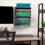Mind Reader 5-Compartment Mountable Plastic Vertical File Storage, Gray  (WALLANCH-GRY)