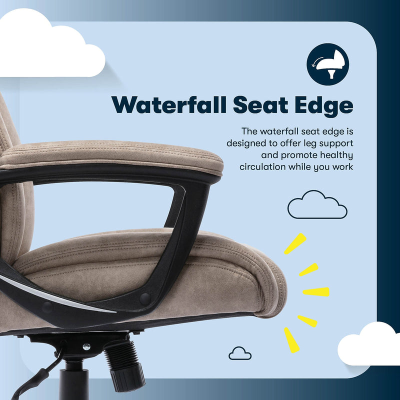 Serta Comfort Eco Ergonomic Velvet Fabric Swivel Executive Chair, Light Brown (CCHR10006C)