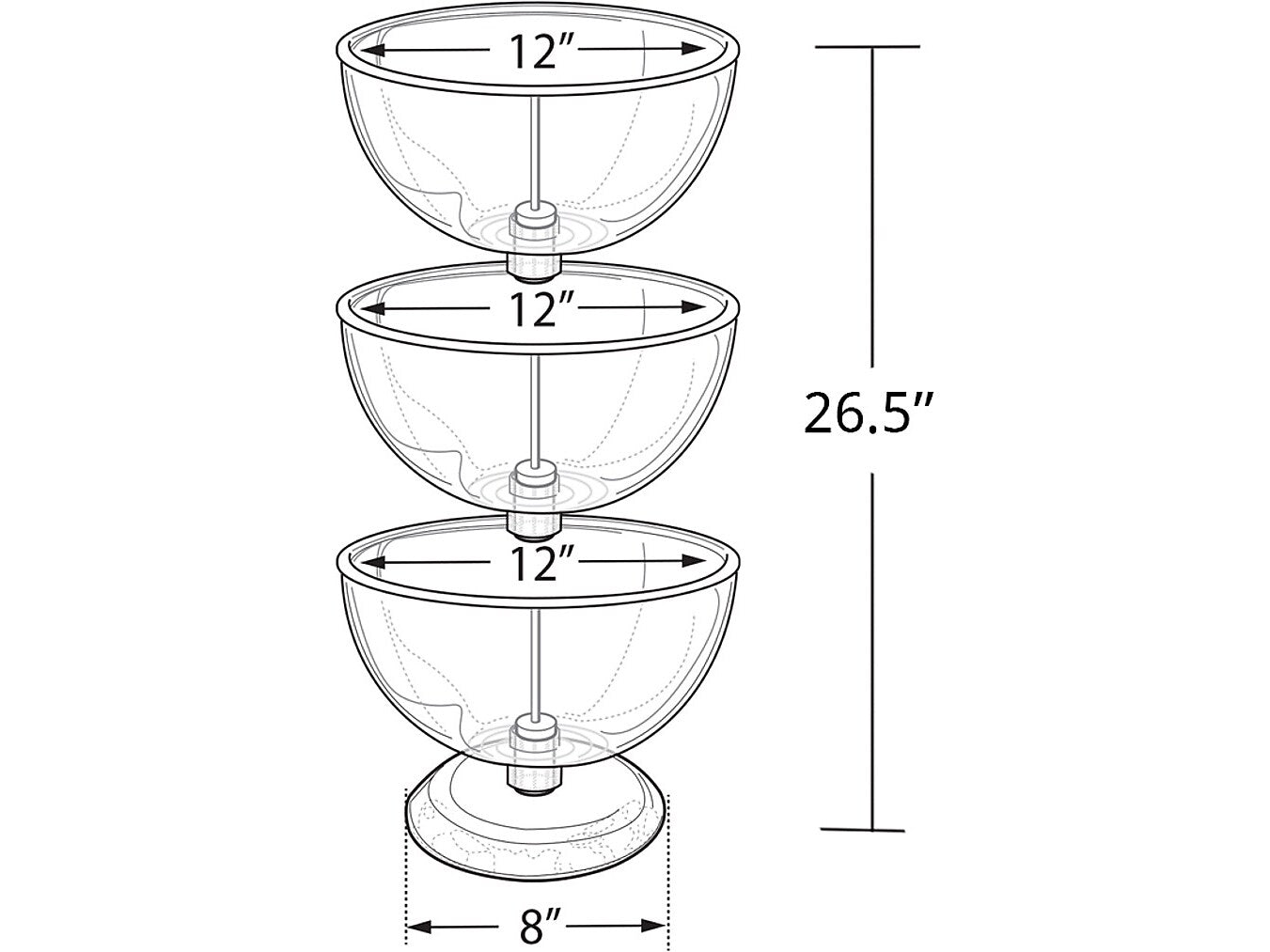 Azar 12"W 3-Tier Bowl Counter Display, Clear, Each (720312)