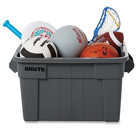 Rubbermaid Commercial BRUTE Tote with Lid, 14 gal, 27.5" x 16.75" x 10.75", Gray (9S30GRAEA)
