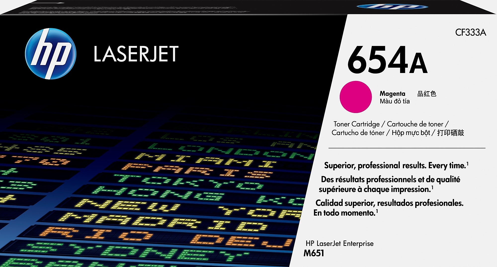 HP 654A Magenta Standard Yield Toner Cartridge, Prints Up to 15,000 Pages (CF333A)