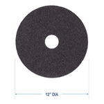 Boardwalk 12" Stripper Floor Pad, Black, 5/Carton (BWK4012BLA)