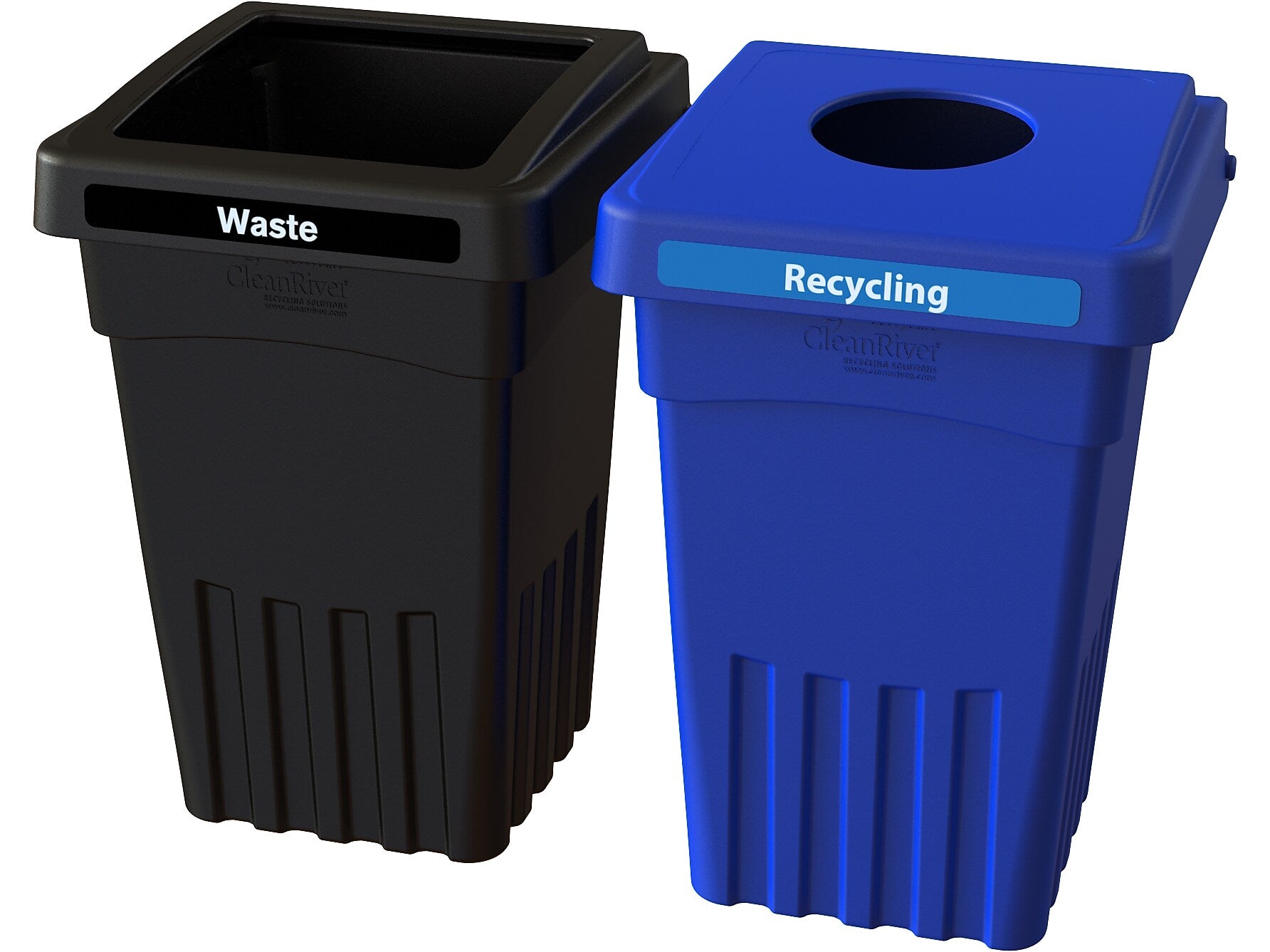 CleanRiver BevvyBin Dual-Stream Recycling Station, 16 Gallon, Blue/Black (BEVVY8-2-BK-BE)
