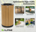 Alpine Industries Steel Outdoor Trash Can with Open Lid, 32 Gallon, Cedar (ALP4400-01-CD)