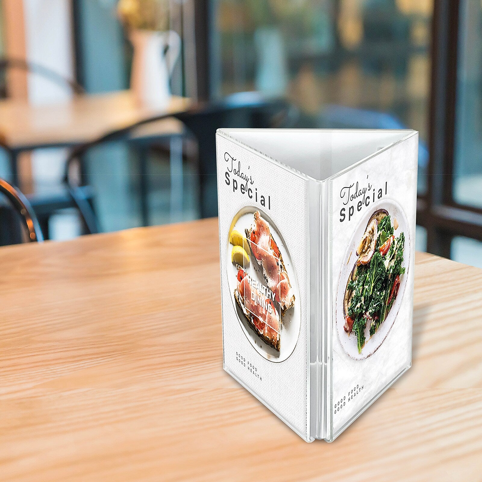 Deflect-O Sign Holder, 5" x 7", Vertical, Table Top, Clear Acrylic (PX04857)