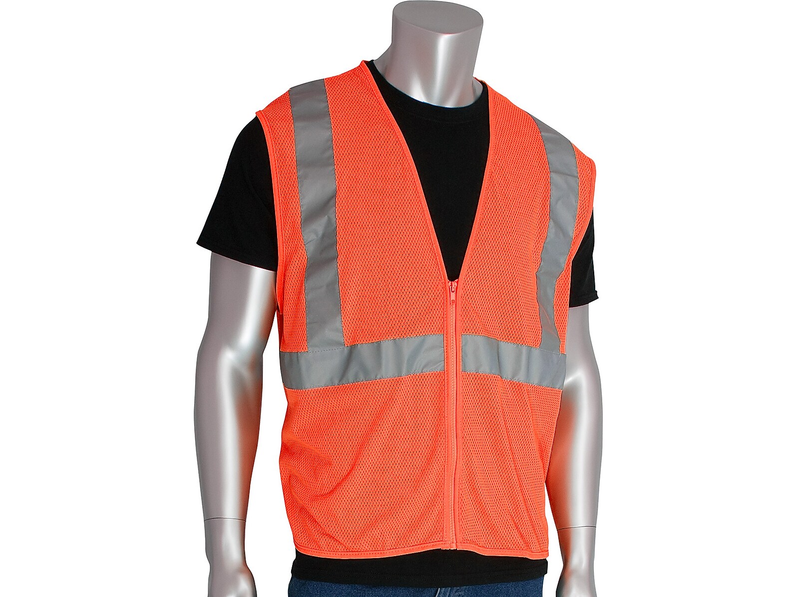 Protective Industrial Products High Visibility Sleeveless Safety Vest, ANSI Class R2, Orange, Medium (302-MVGZOR-M)