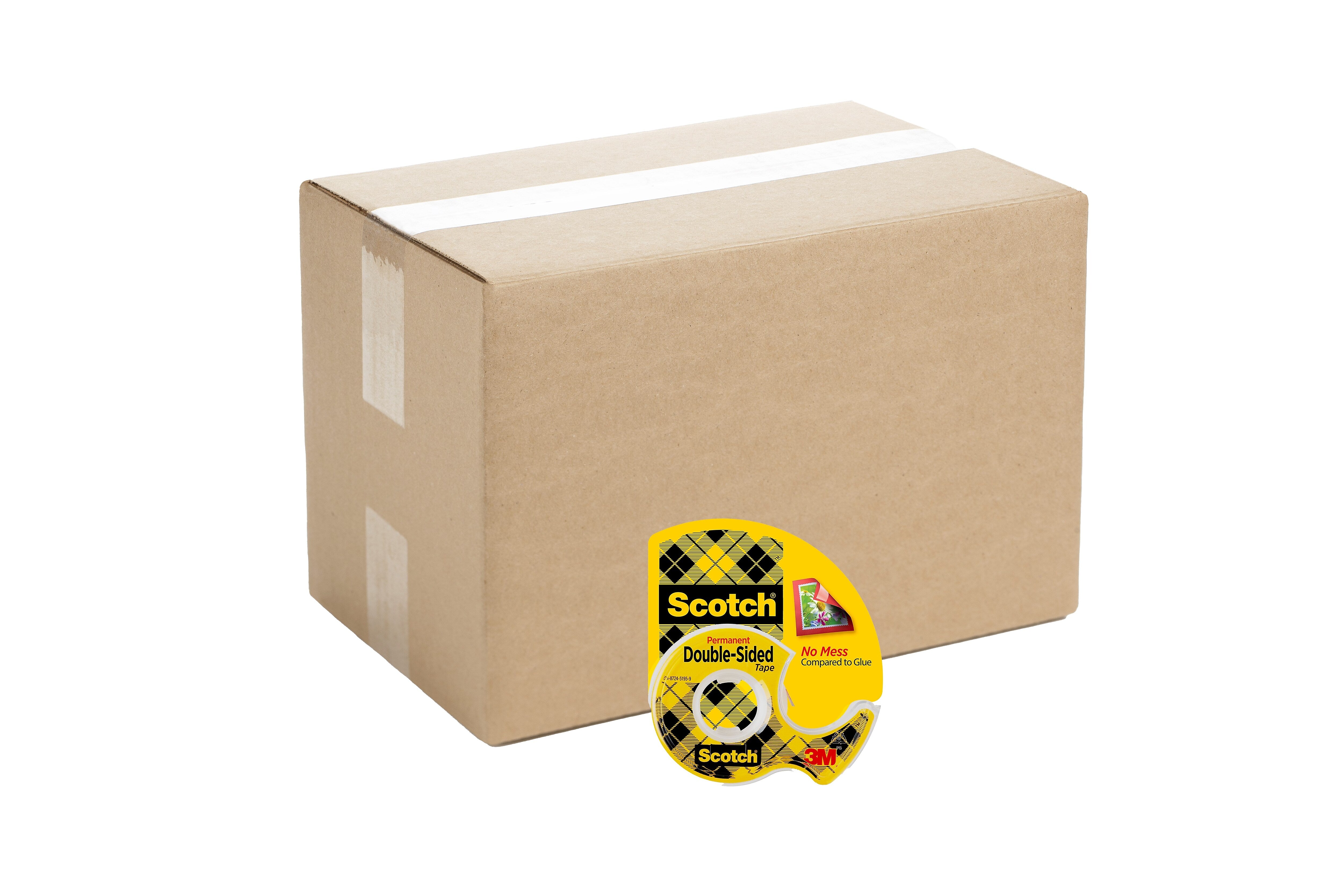 Scotch Permanent Double Sided Tape Refill, 0.5" x 12.5 yds., 1"Core, Clear, 72/Roll (137CT)