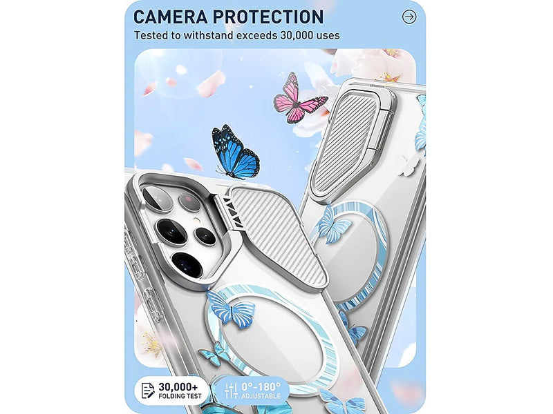i-Blason Cosmo Clear BlueFly MagSafe Bumper Case for Samsung Galaxy S24 Ultra, Shock Absorbing, Clear/Blue (GS24UCOSMOSPBFY)