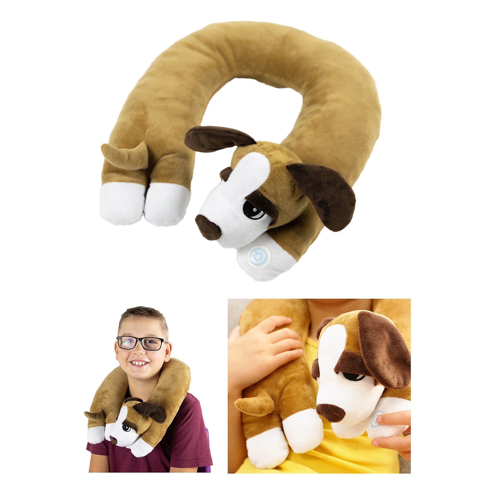 Bouncyband Sensory Vibrating Puppy Stuffed Animal, Brown/White (BBAVNDO)