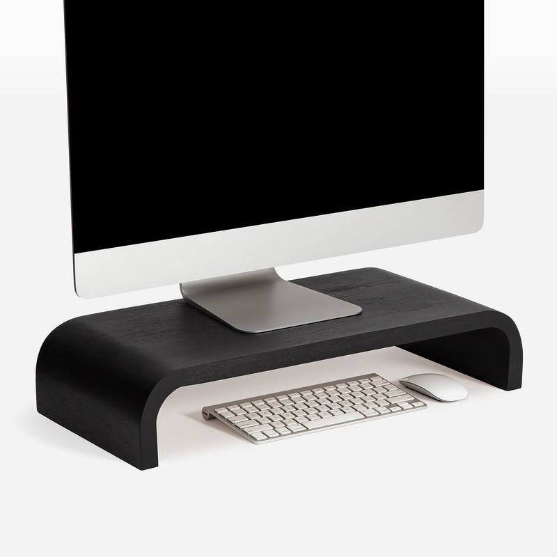 Anji Mountain Mango Wood Monitor Stand, Up to 32" Monitor, Black (MS-CRV-BLK)