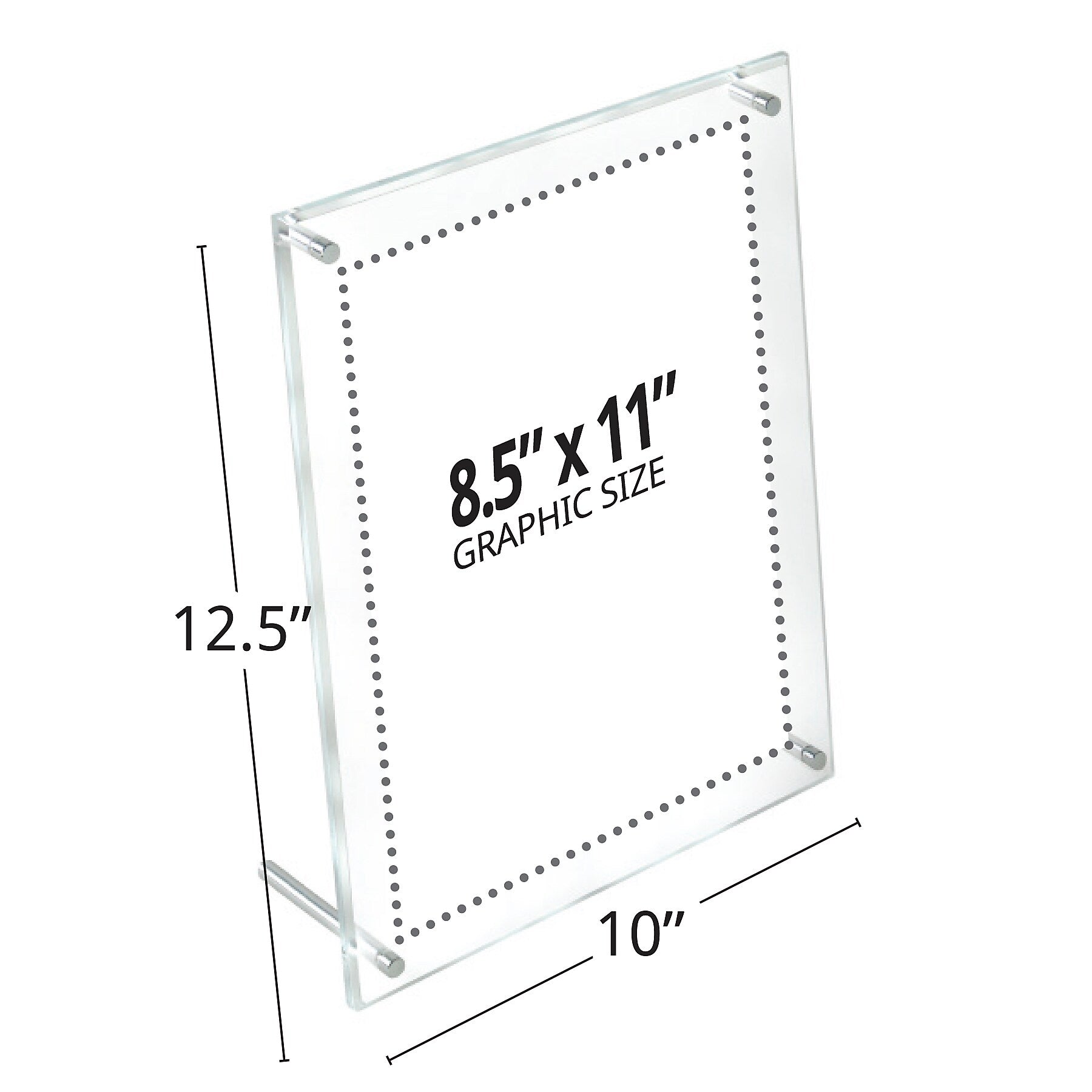 Azar Poster Holder, 10" x 12.5", Vertical, Table Top, Clear, Acrylic, 2/Pack (252952)