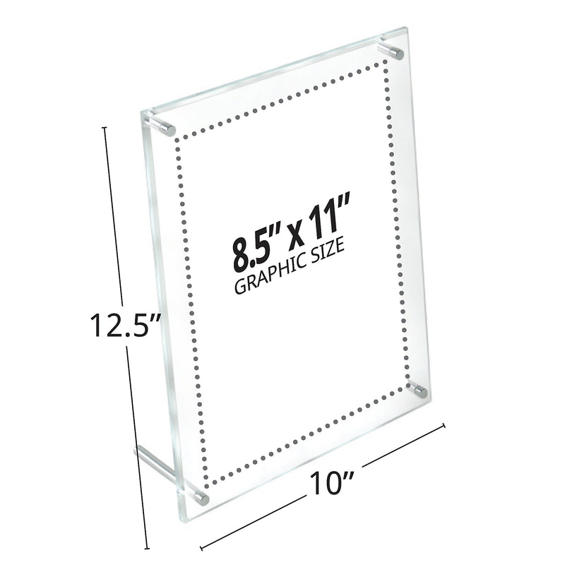 Azar Poster Holder, 10" x 12.5", Vertical, Table Top, Clear, Acrylic, 2/Pack (252952)