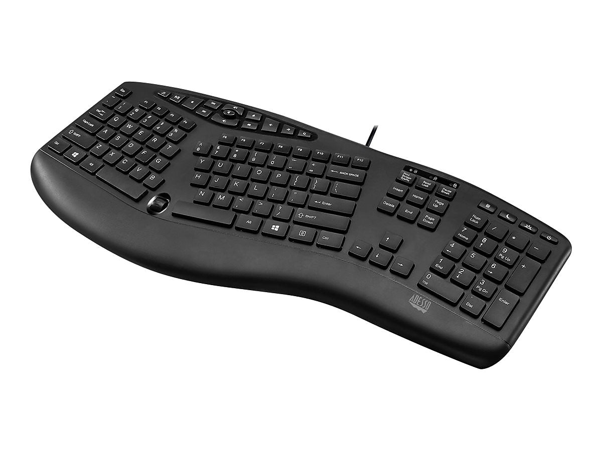Adesso Tru-Form Media Ergonomic Keyboard, Black (AKB-160UB)
