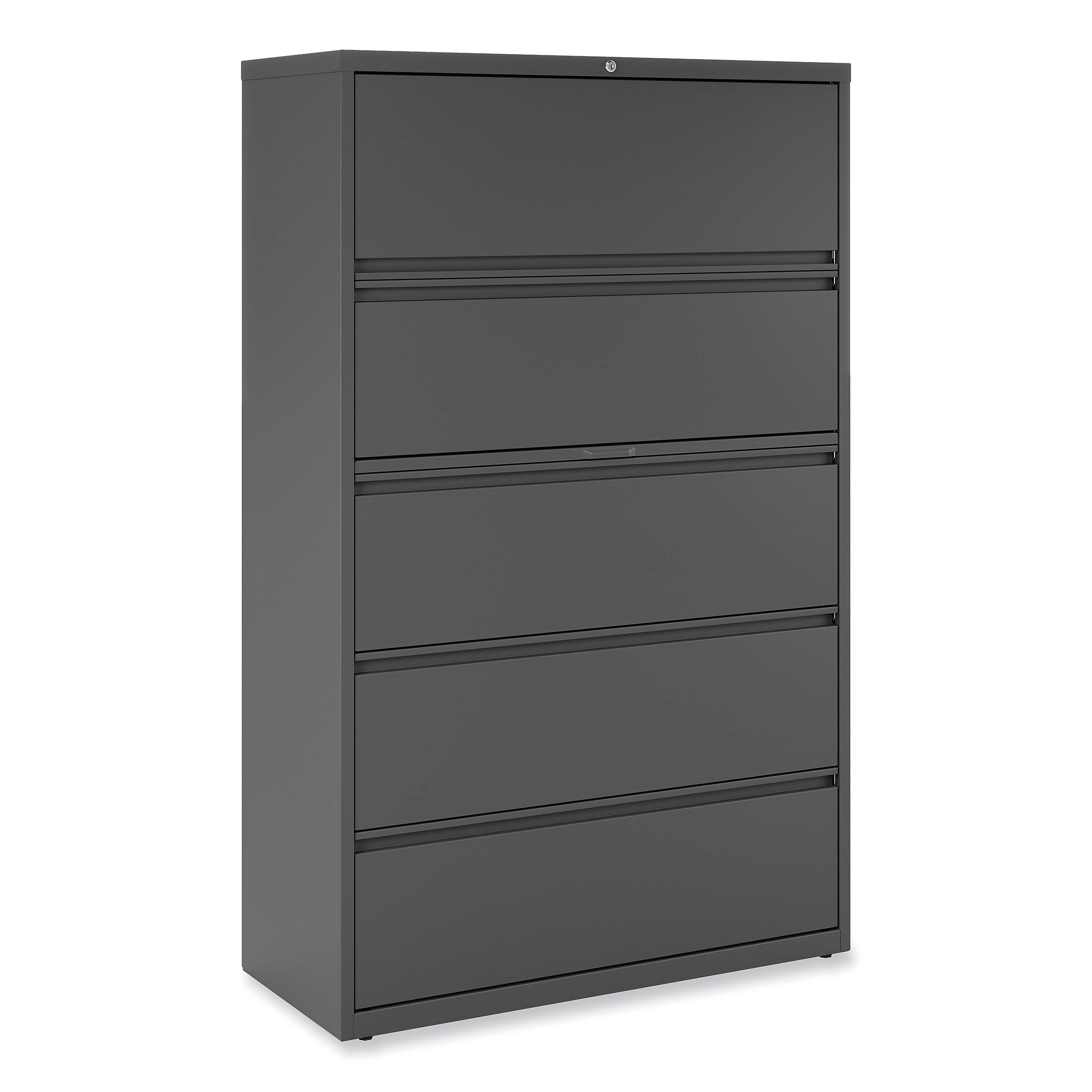 Alera 5-Drawer Lateral File Cabinet, Letter/Legal Size, Lockable, 67.63"H x 42"W x 18.63"D, Charcoal (ALEHLF4267CC)