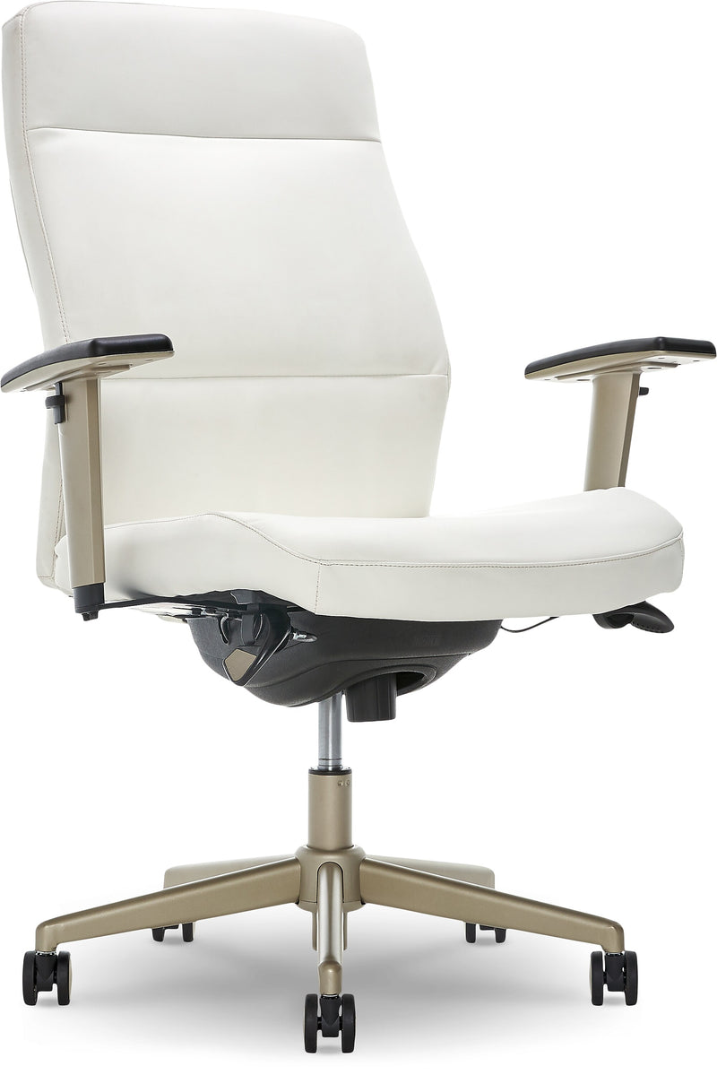 La-Z-Boy Baylor Ergonomic Faux Leather Swivel Executive Chair, White (CHR10085A)