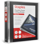 Staples Heavy Duty 1 1/2" 3-Ring Flexible Poly Binder, Black (ST62615)