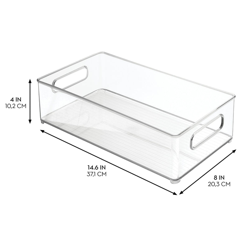 iDESIGN Stackable Plastic Storage Bin, 4" x 14.6"x 8", Clear, 6/Pack (29007M6)