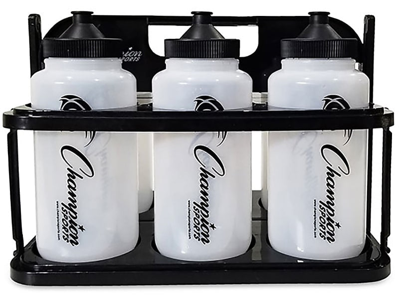 Champion Sports Plastic Water Bottle, 32 oz., Clear/Black, 6/Pack (CWBWXSET)