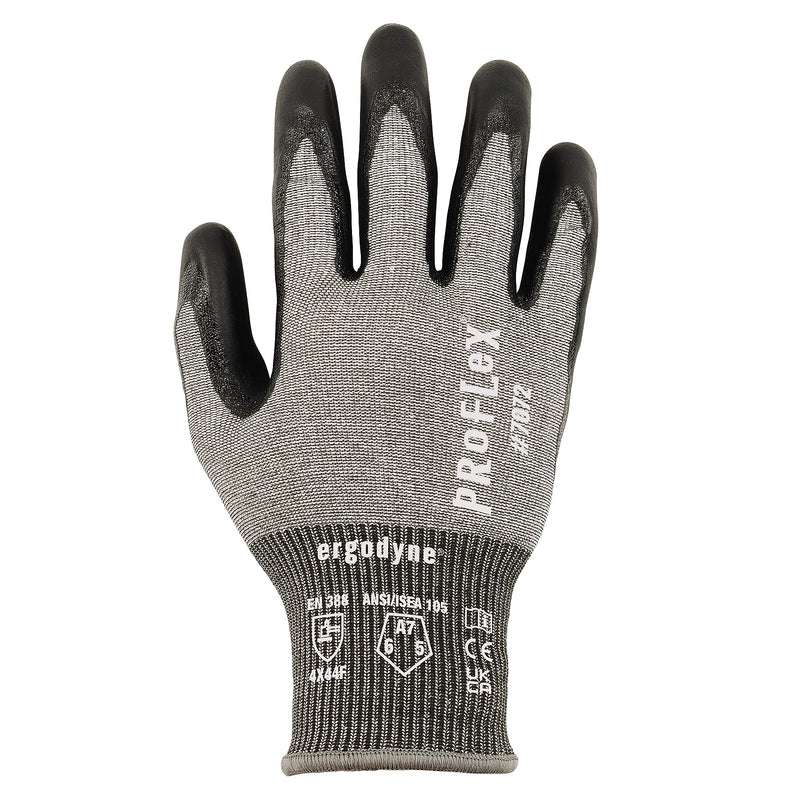 Ergodyne ProFlex 7072 Nitrile Coated Cut-Resistant Gloves, ANSI A7, Gray, XL, 1 Pair (10315)