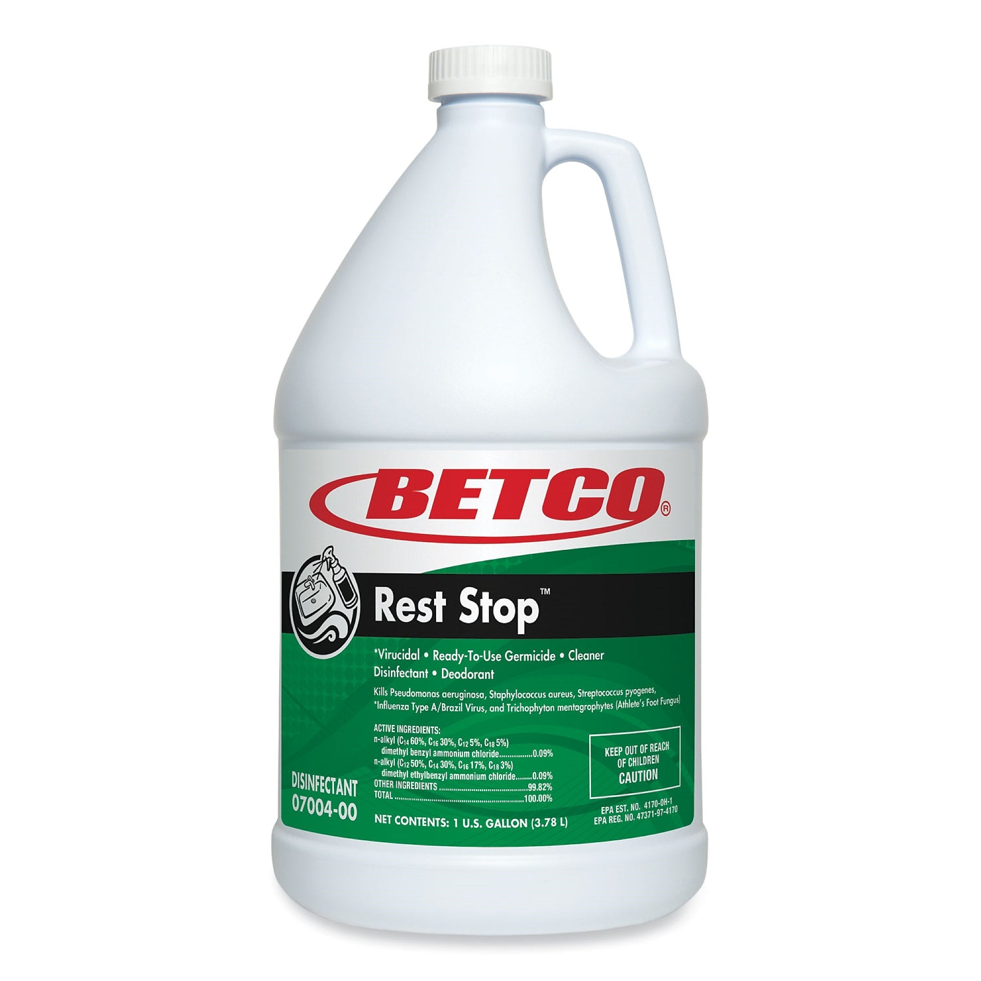 Betco Rest Stop Non-Acid Bowl and Restroom Cleaner, Floral Fresh Scent, 1 gal Bottle, 4/Carton