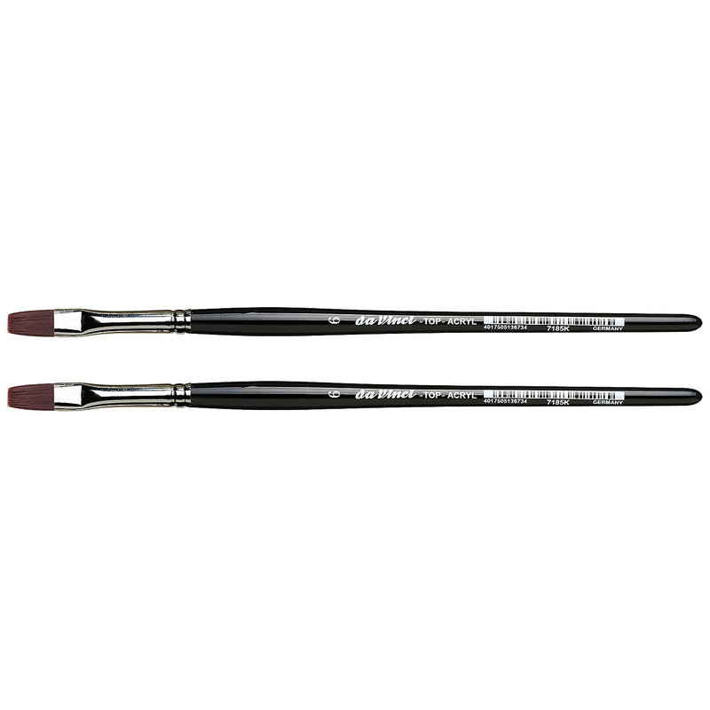 da Vinci TOP-ACRYL Oil and Acrylic Synthetic Bright Red-Brown Flat Brush, 2 Brushes/Pack (DVXVA7185K6-2)