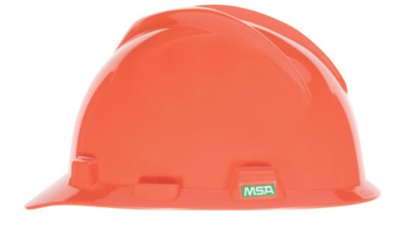Mine Safety Appliances V-Gard Polyethylene 4-Point Pinlock Suspension Short Brim Hard Hat, Orange (454-463945)