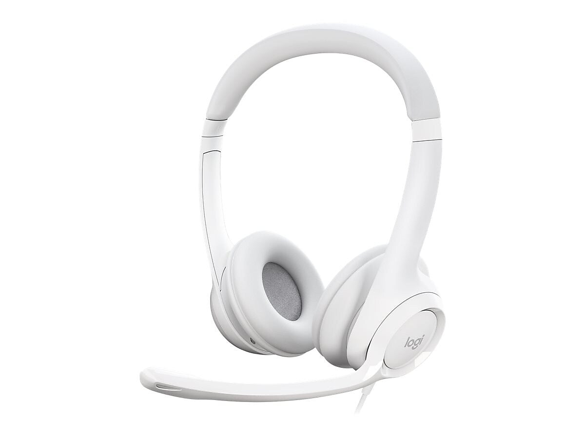 Logitech H390 Wired Headset For PC/Laptop, Off-White Noise Canceling Stereo Computer Headset, USB-A (981-001285)
