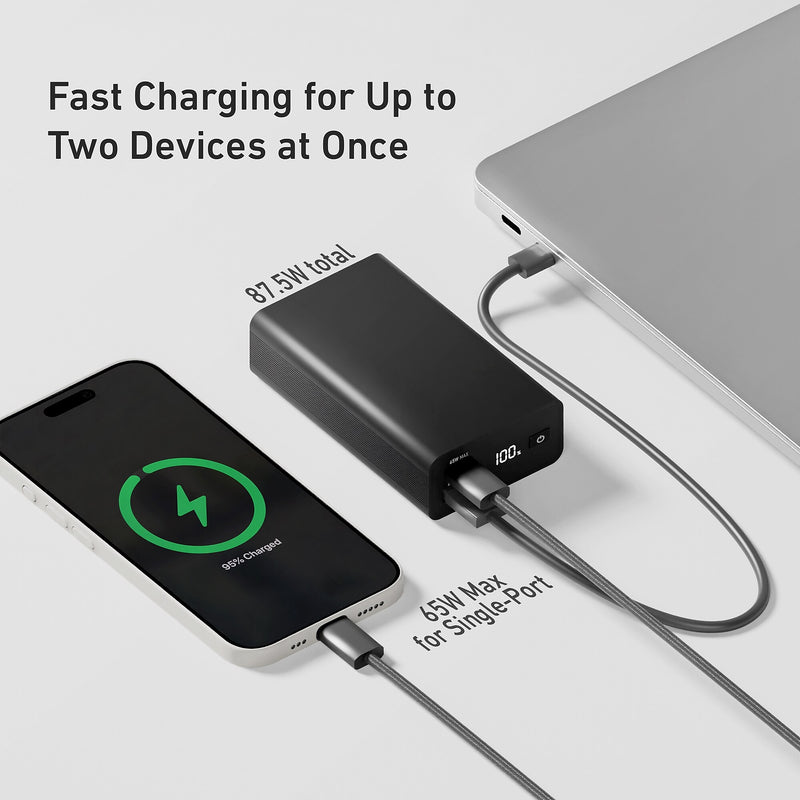 CODi USB-A/USB-C Power Bank, 65W, 20000 mAh, Black (PB020-CA)