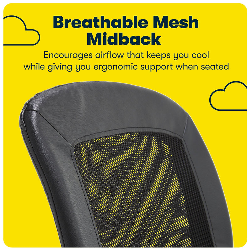 Serta Essentials Armless Ergonomic Bonded Leather/Mesh Swivel Task Chair, Black (48740)