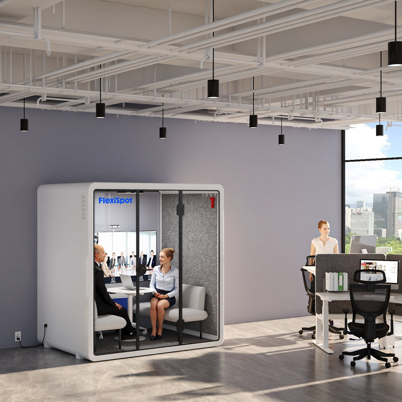 FlexiSpot WorkCube Series Sound Absorbing 4 Person Privacy Booth, White (P4FW-KIT)