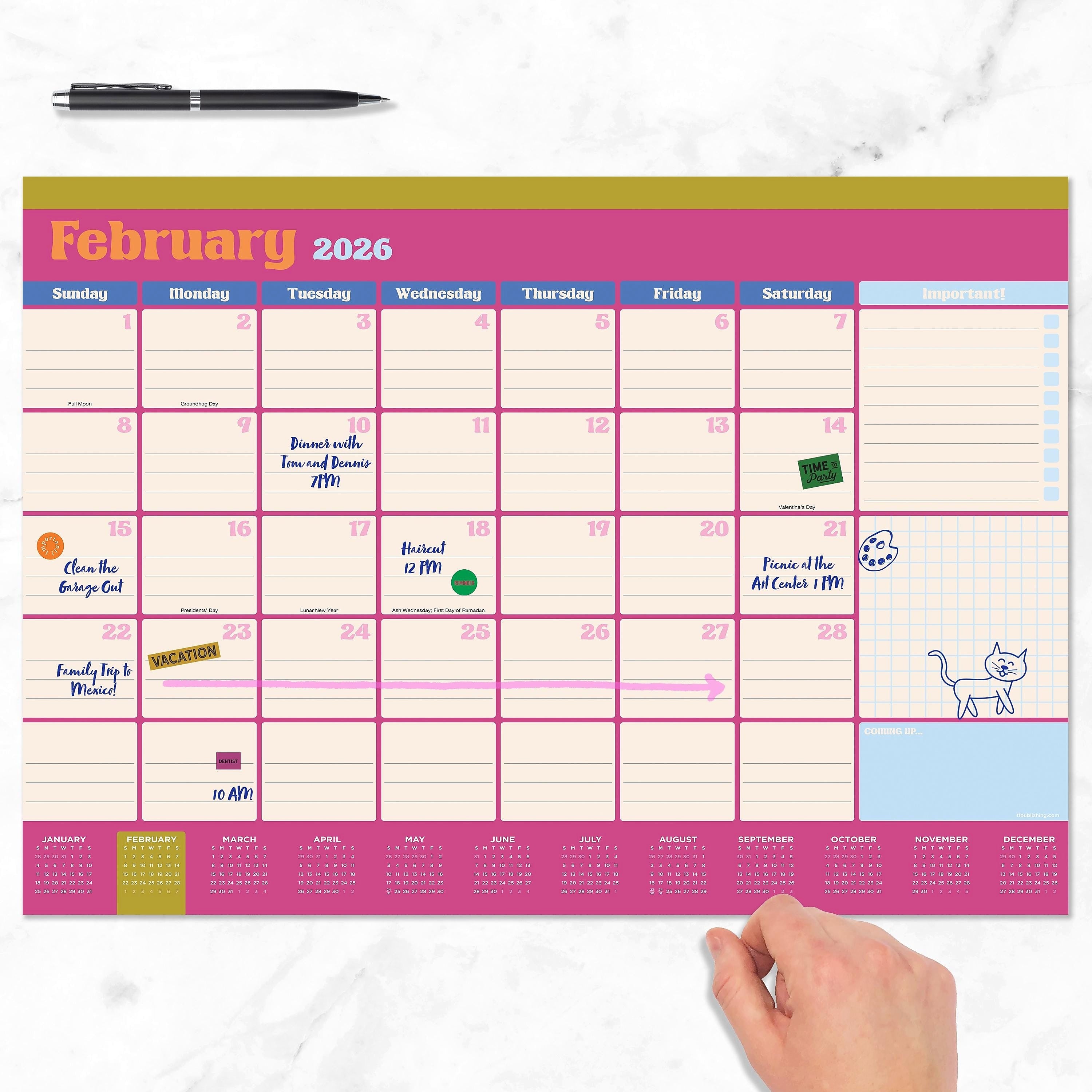 2026 TF Publishing 17" x 12" Monthly Desk Calendar, (26-8508)