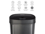 Nine Stars Stainless Steel Sensor Trash Can, 13.2-Gallon, Black (DZT-50-9BK)