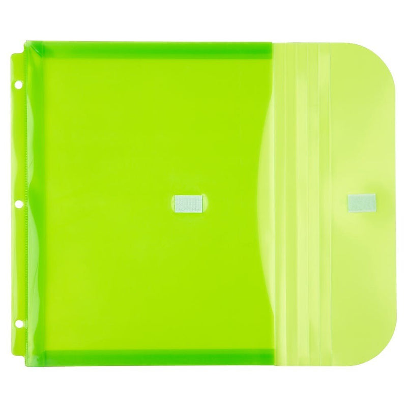 JAM Paper Plastic Binder Pocket, 3-Hole Punched, Lime Green, 3/Pack (218VB1LIMEX3)