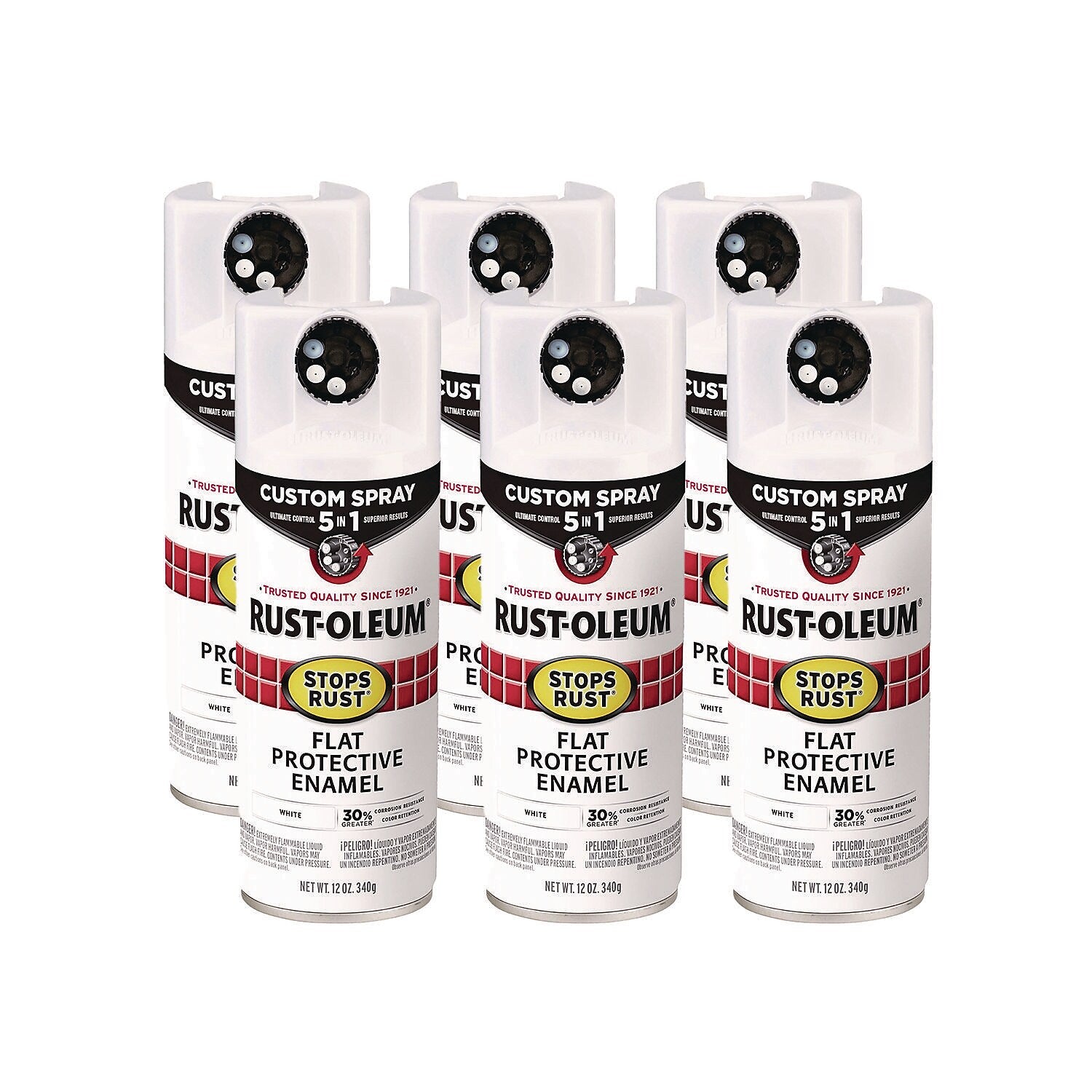 Rust-Oleum Stops Rust Protective Enamel Spray Paint, Flat White, 12 oz., 6/Carton (376856)