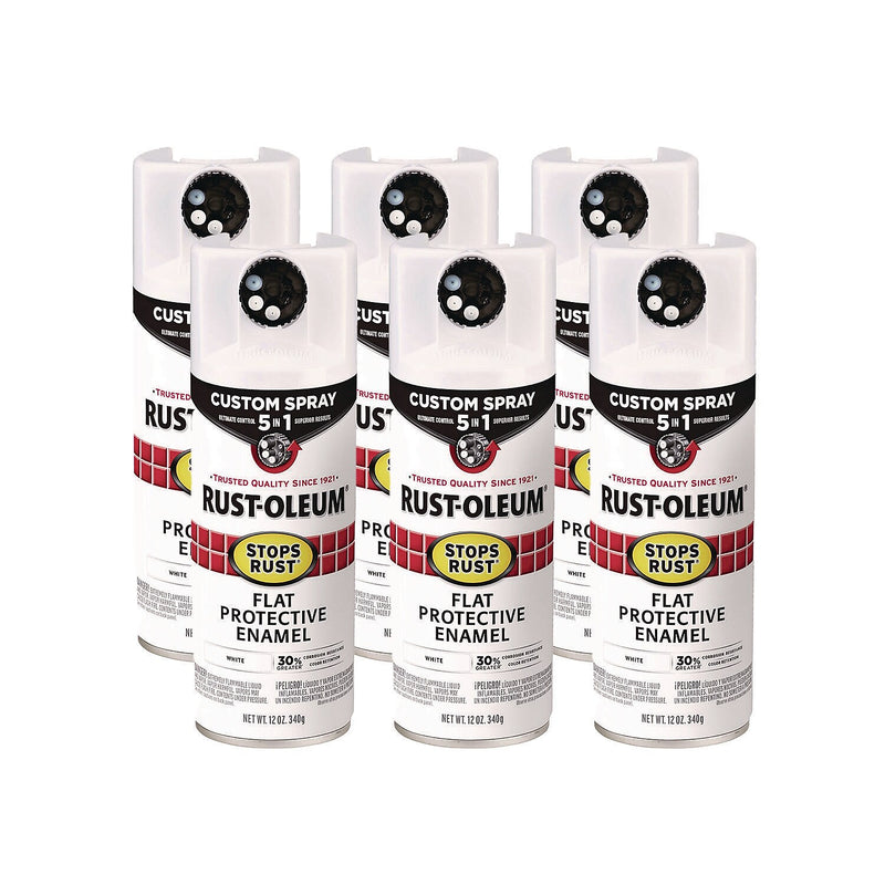 Rust-Oleum Stops Rust Protective Enamel Spray Paint, Flat White, 12 oz., 6/Carton (376856)