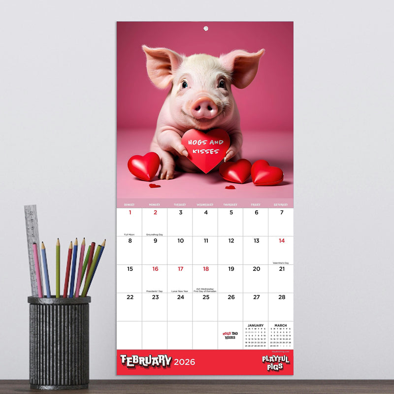 2026 TF Publishing Playful Pigs Mini 7" x 7" Monthly Wall Calendar, Multicolor (26-2006)