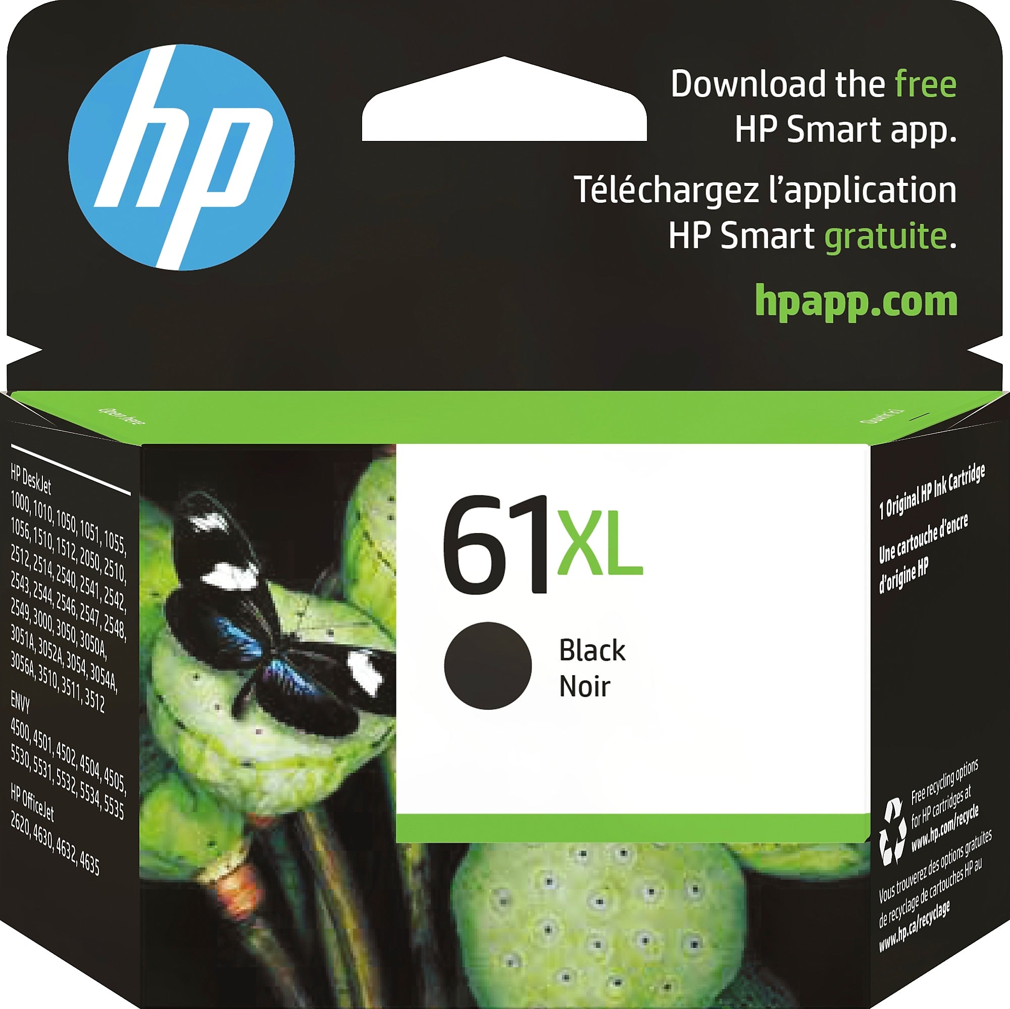 HP 61XL Black High Yield Ink Cartridge, Prints Up to 430 Pages (CH563WN#140)